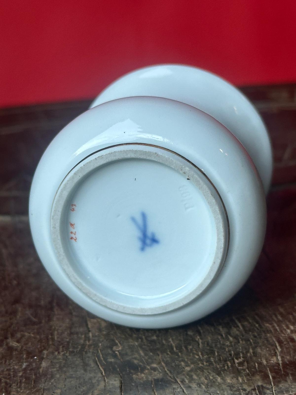 Antique German Porcelain Miniature Vase Crossed Swords Mark 2.3"
