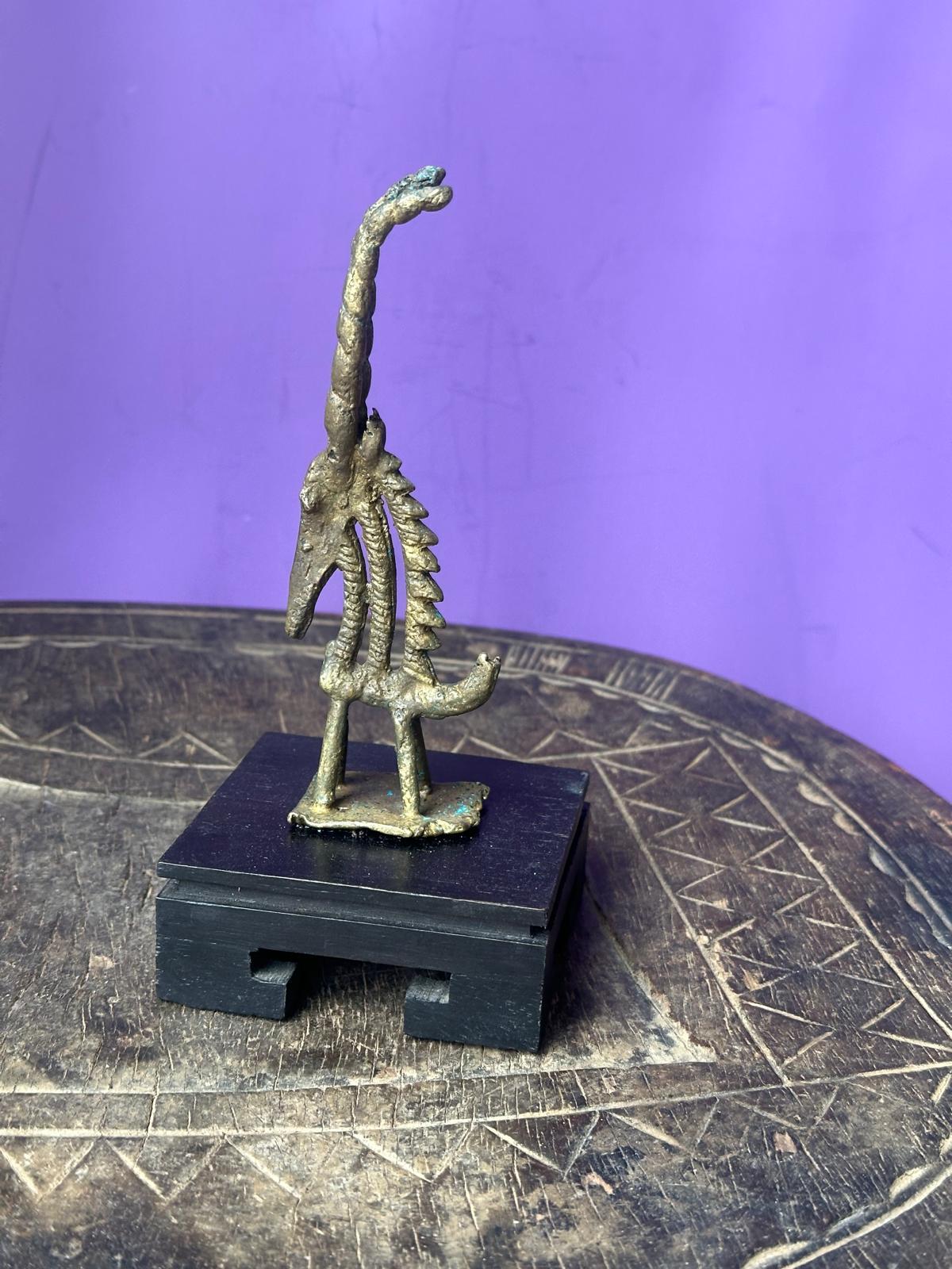 Vintage African Bronze Bamana Chiwara Antelope Figure – Spiral Horns Mali 5"