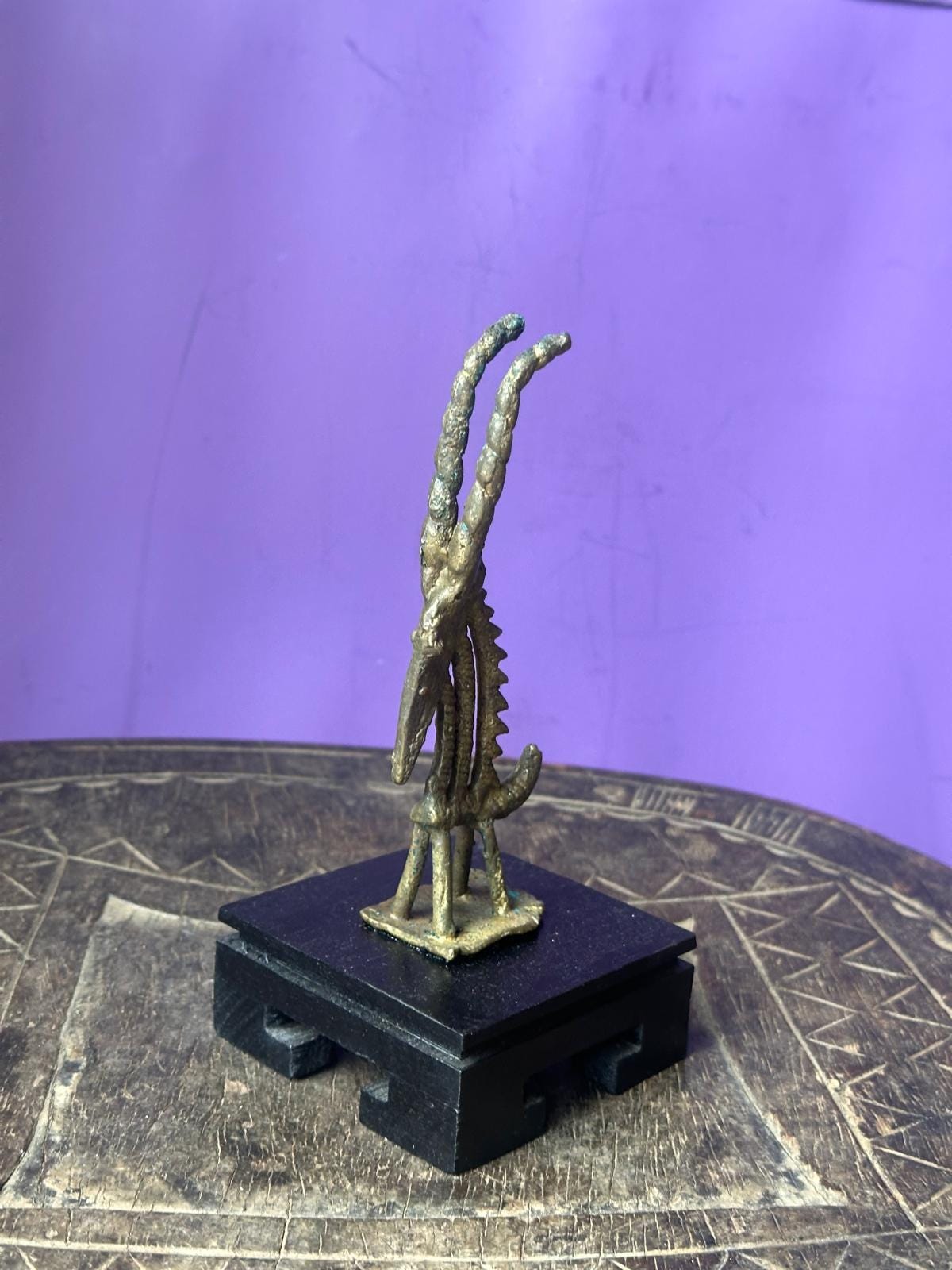 Vintage African Bronze Bamana Chiwara Antelope Figure – Spiral Horns Mali 5"