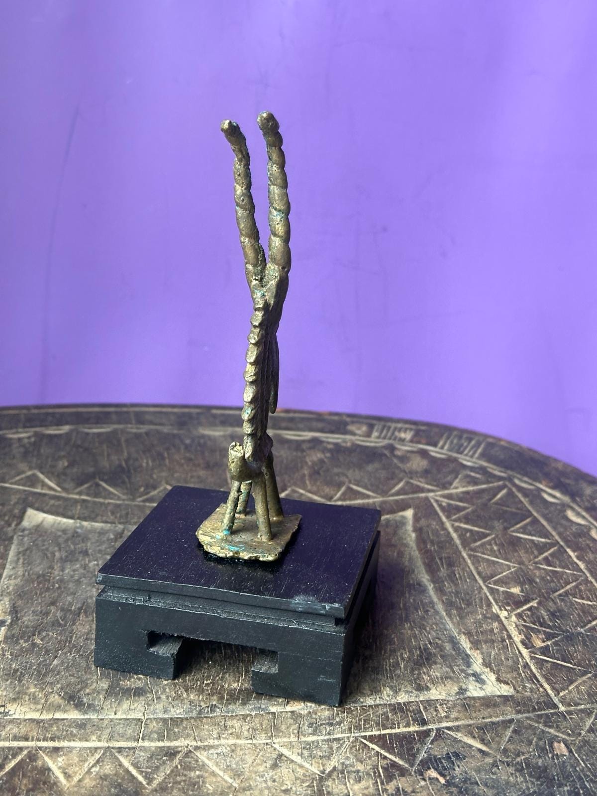 Vintage African Bronze Bamana Chiwara Antelope Figure – Spiral Horns Mali 5"