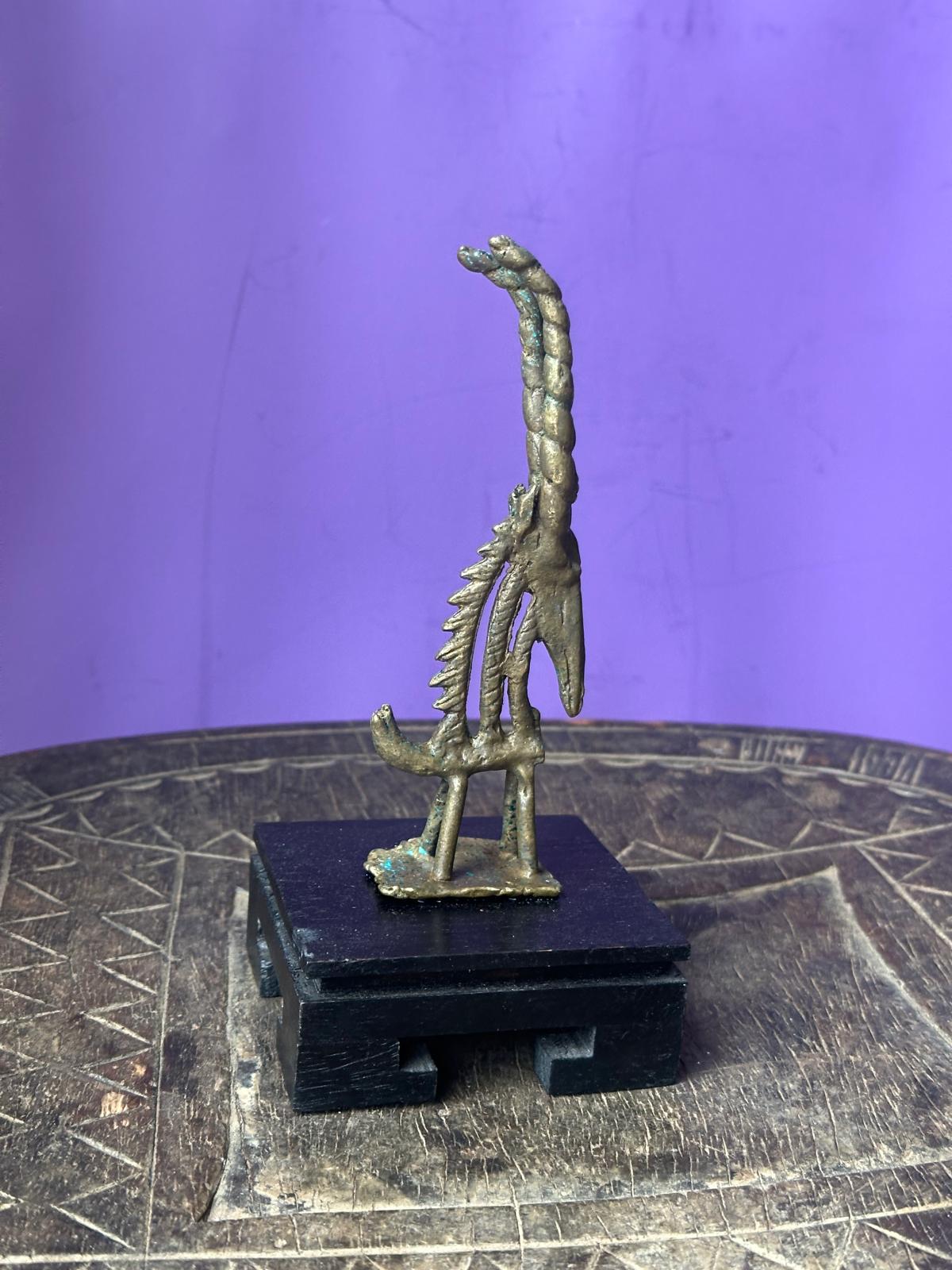 Vintage African Bronze Bamana Chiwara Antelope Figure – Spiral Horns Mali 5"