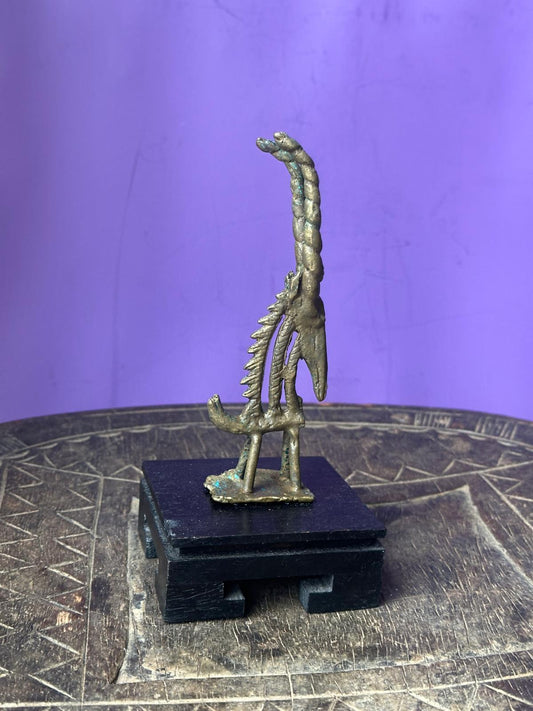 Vintage African Bronze Bamana Chiwara Antelope Figure – Spiral Horns Mali 5"