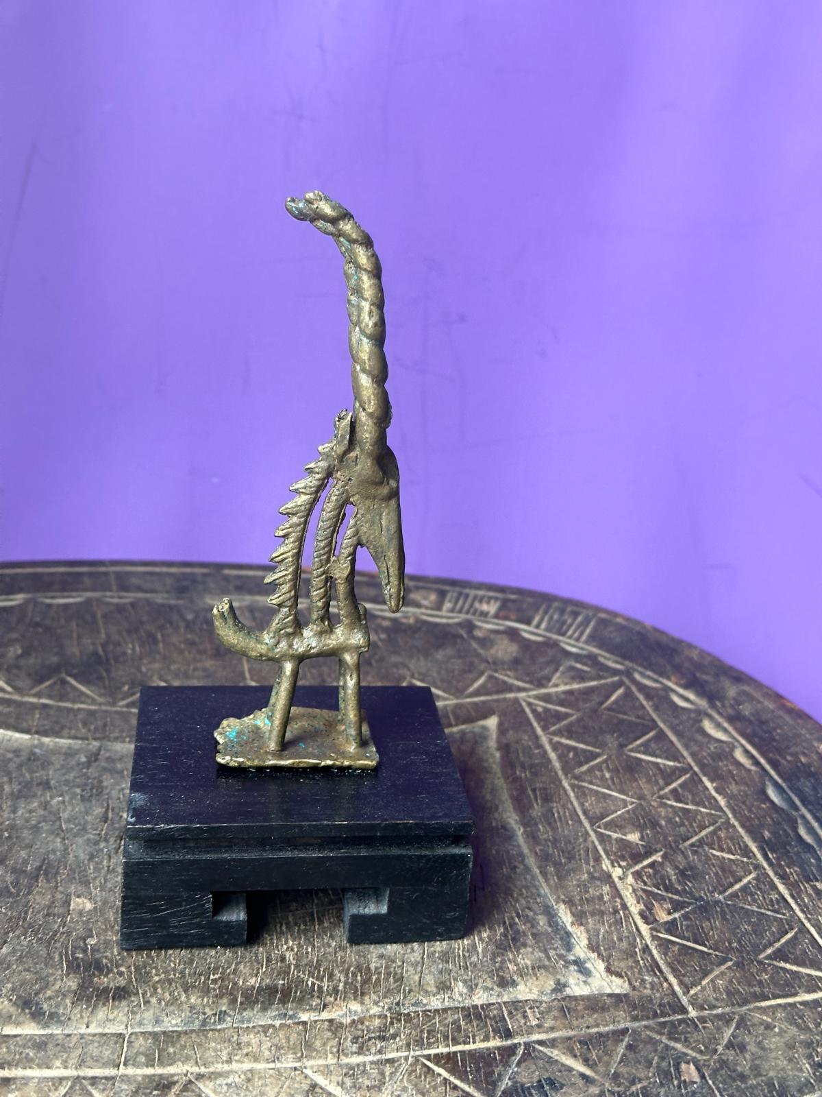 Vintage African Bronze Bamana Chiwara Antelope Figure – Spiral Horns Mali 5"