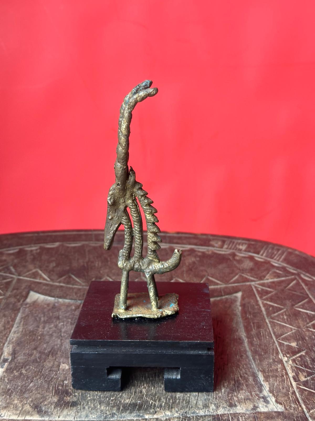 Vintage African Bronze Bamana Chiwara Antelope Figure – Spiral Horns Mali 5"
