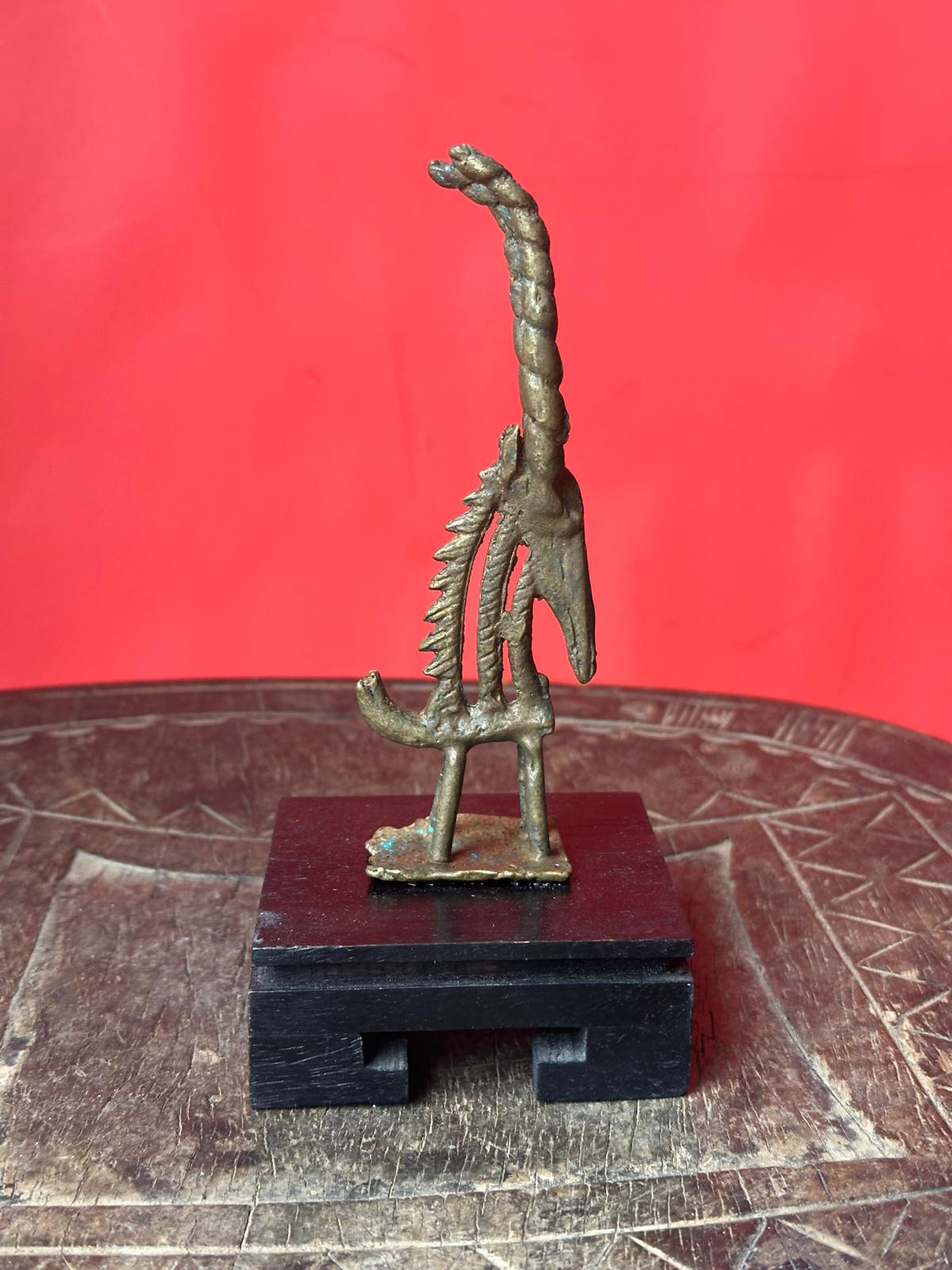 Vintage African Bronze Bamana Chiwara Antelope Figure – Spiral Horns Mali 5"