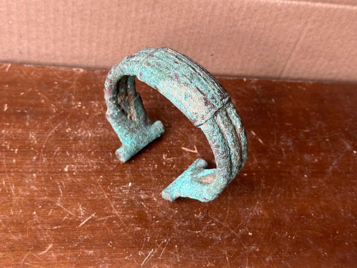 Djenne Style Bronze Cuff Bracelet – Heavy Patina Mali 4" | African Tribal Art Decor