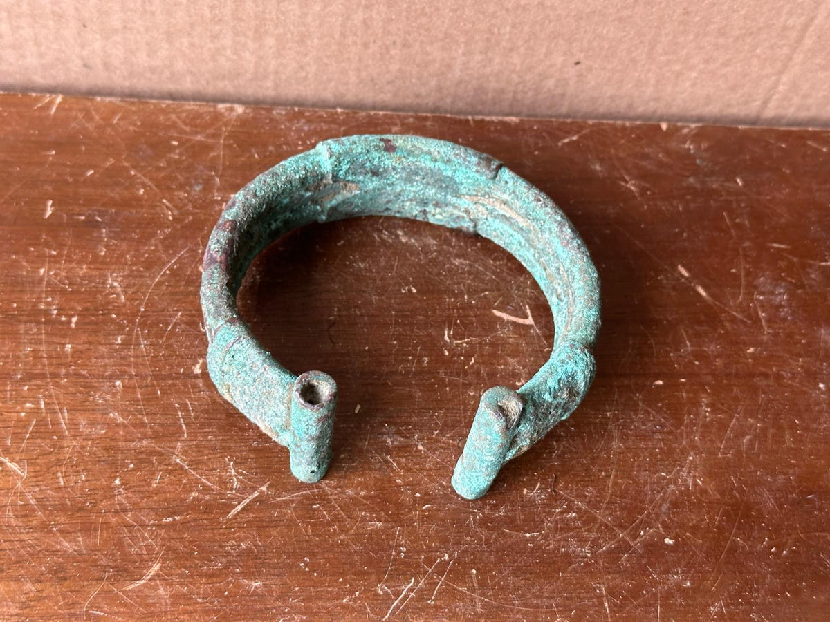 Djenne Style Bronze Cuff Bracelet – Heavy Patina Mali 4" | African Tribal Art Decor