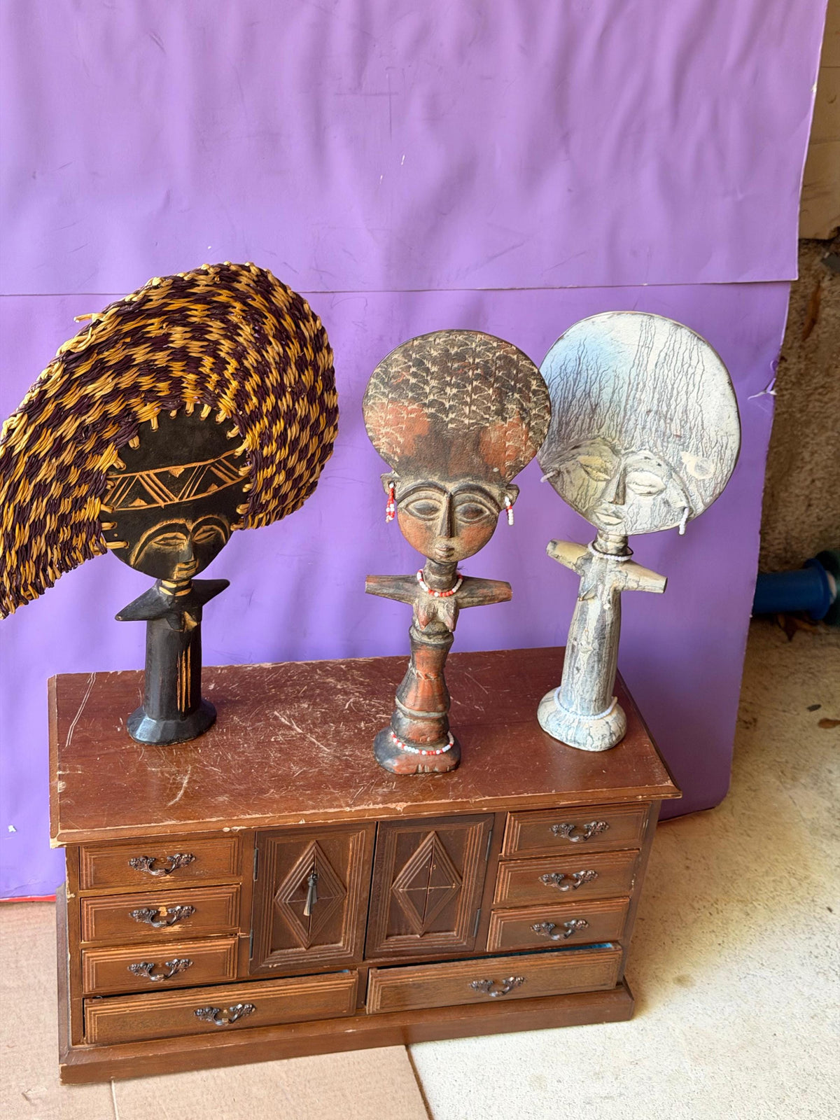 Set of 3 Handcrafted Akan Akuaba Fertility Dolls