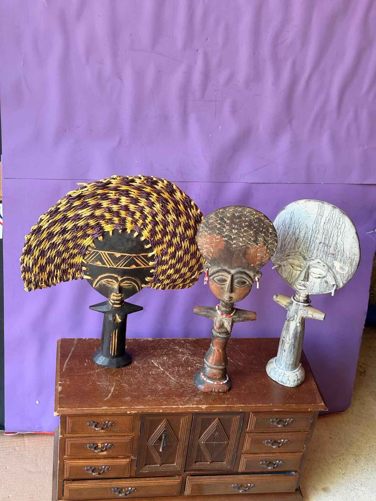 Set of 3 Handcrafted Akan Akuaba Fertility Dolls