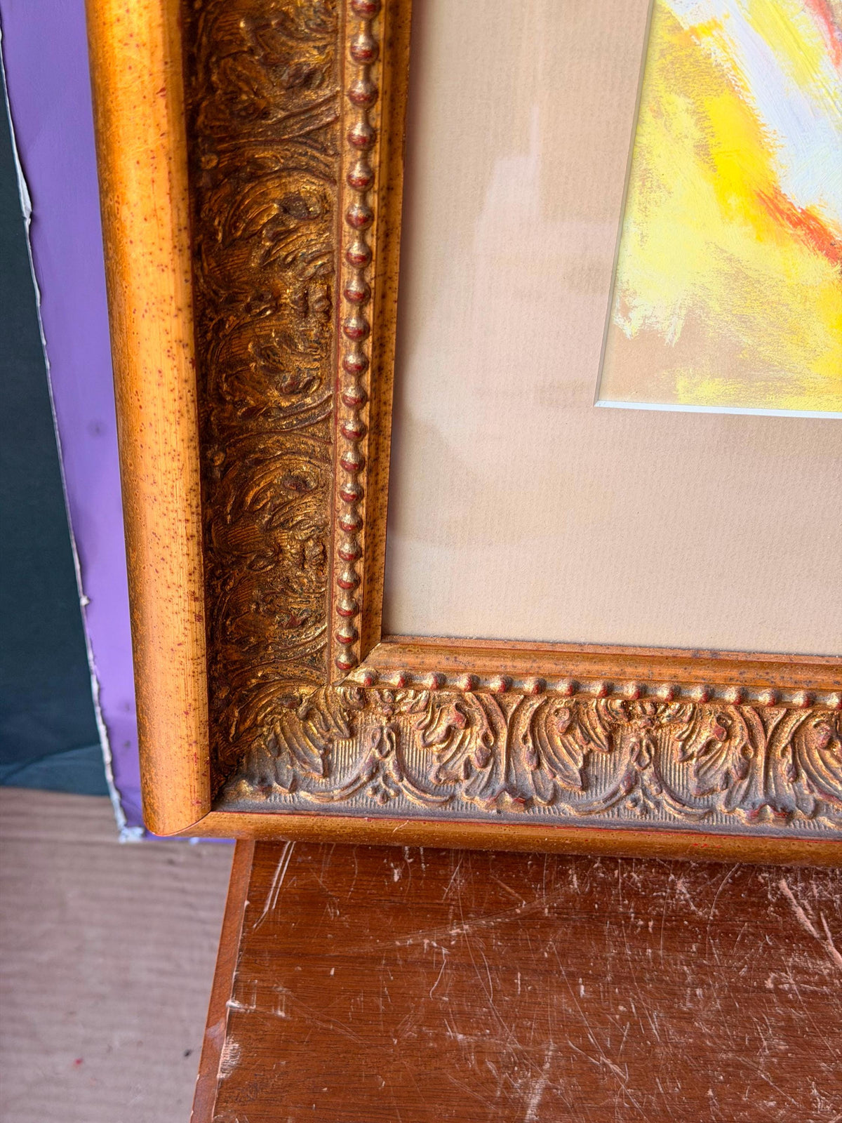 Vintage Framed Clown Painting Signed J. Martel | Mid-Century Folk Art 29x23