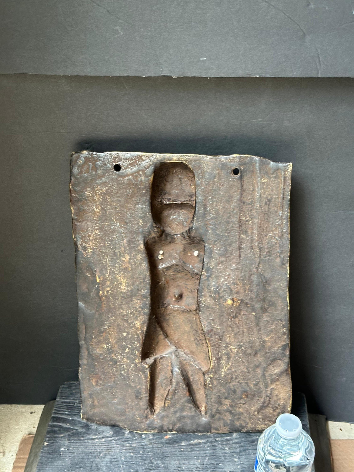 Vintage 14" Benin Bronze Plaque | Royal Court Figure | Nigerian African Wall Art