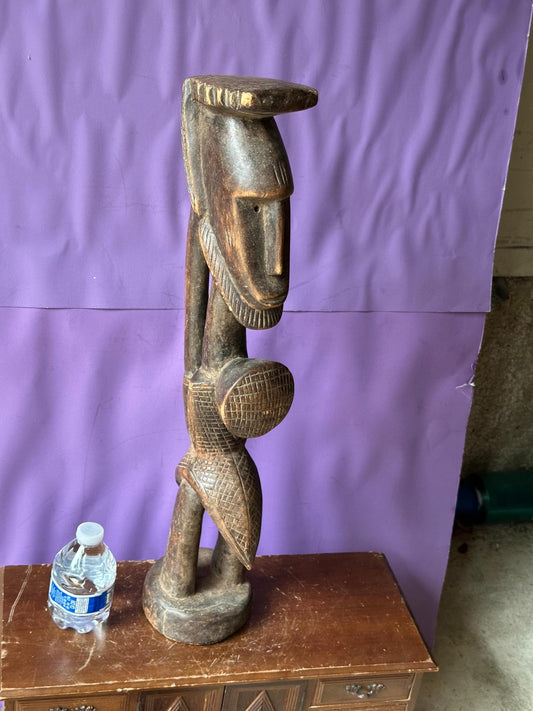 Vintage 22" Bozo Fertility Figure | Mali African Carved Wood Dancing Doll Art
