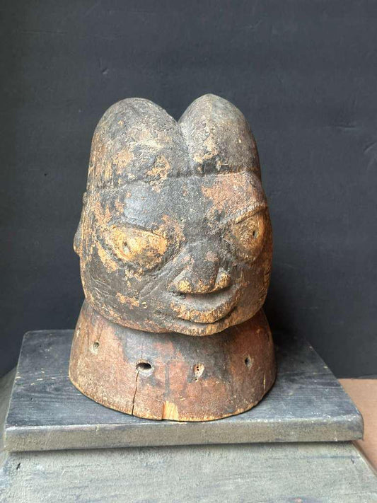 Weathered 11" Yoruba Egungun Headdress | Carved Wood Nigerian Mask