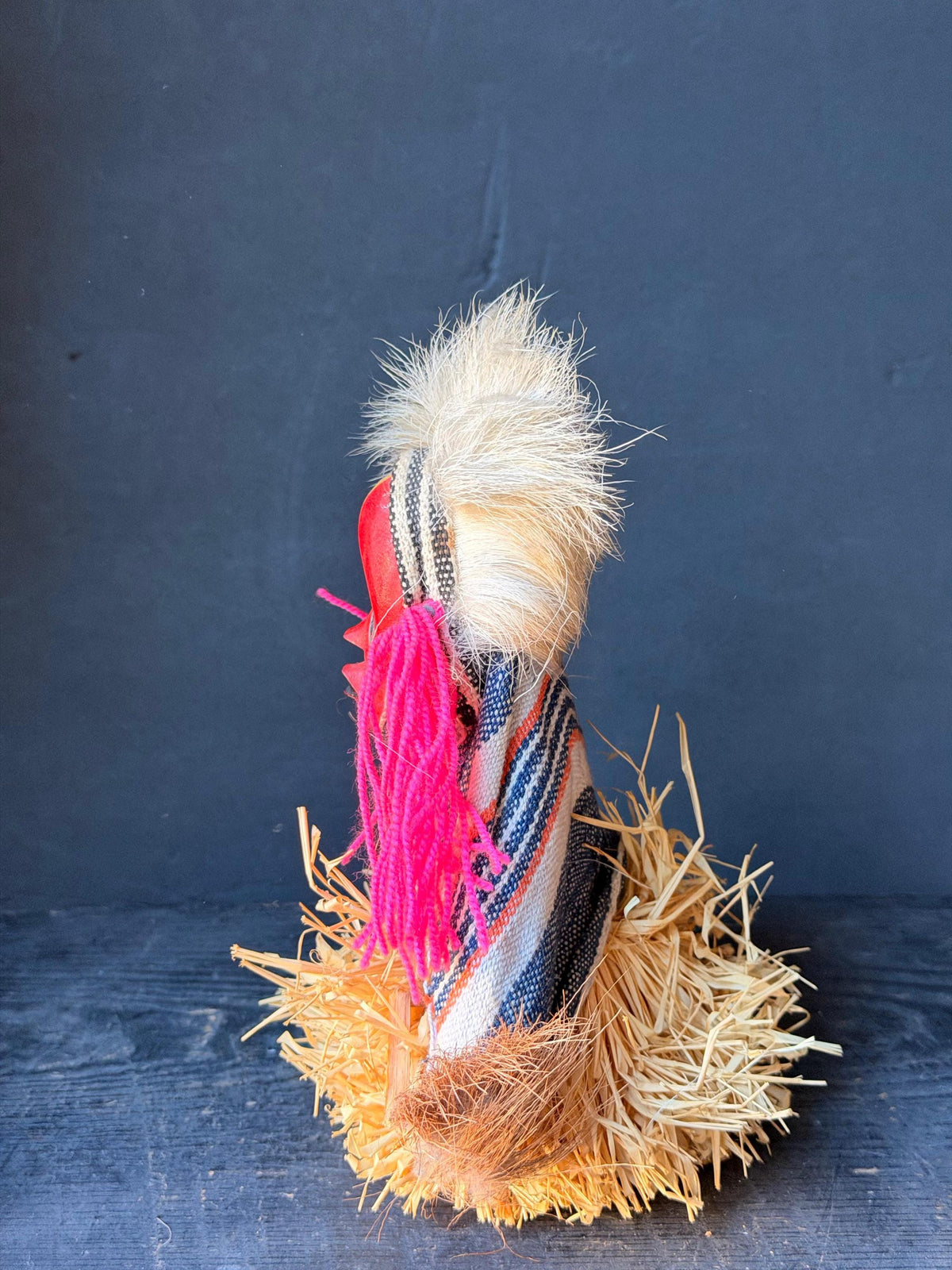 Vintage Seated African Zaouli Doll Red Mask Guro Baule Tribal Art 7"
