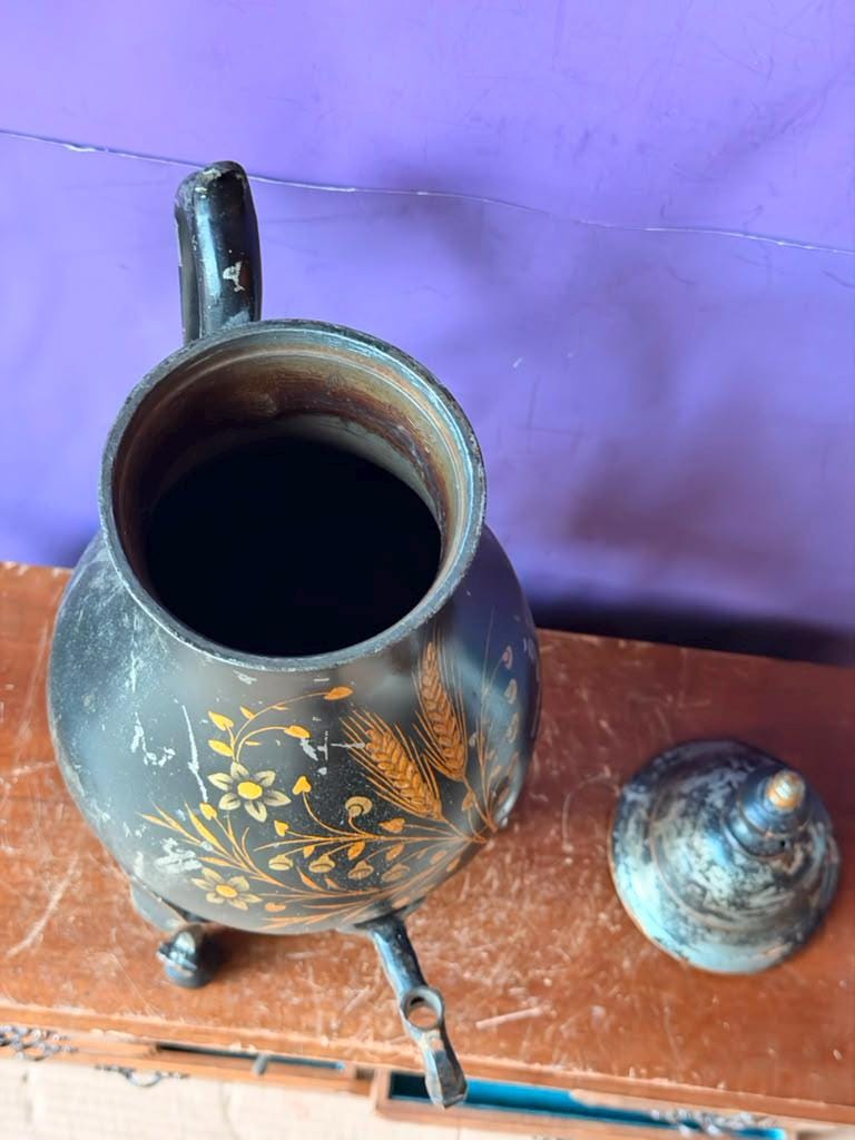 Antique 18th Century Dutch Japanned Pewter Coffee Urn (Kraantjeskan) 15"