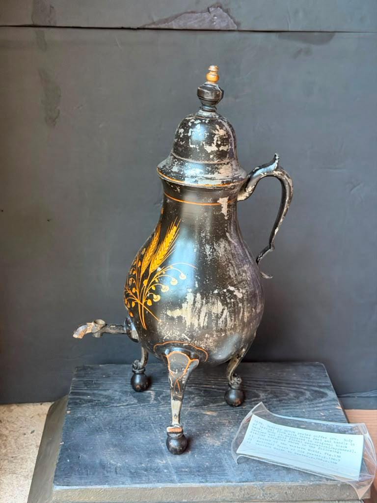 Antique 18th Century Dutch Japanned Pewter Coffee Urn (Kraantjeskan) 15"