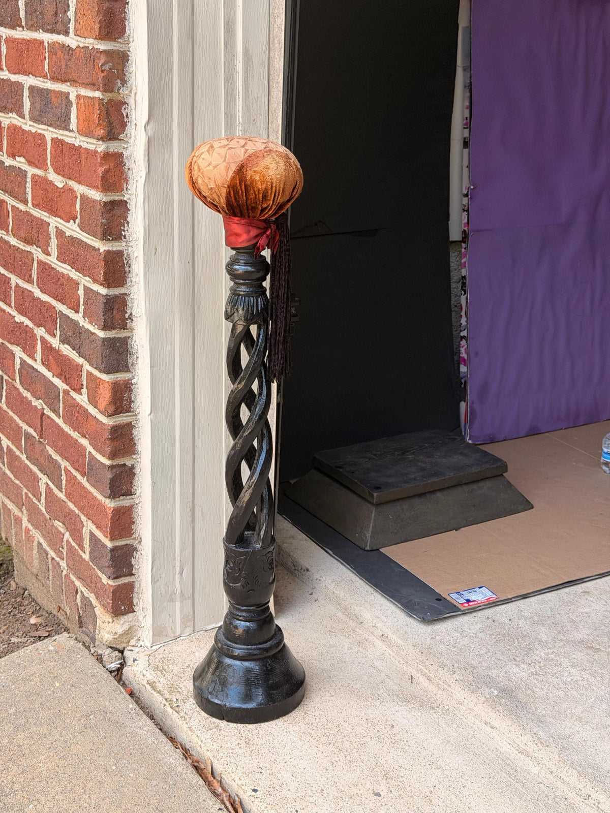 Vintage Millinery Hat Stand 32" Black Barley Twist Wood Wig Display Pedestal