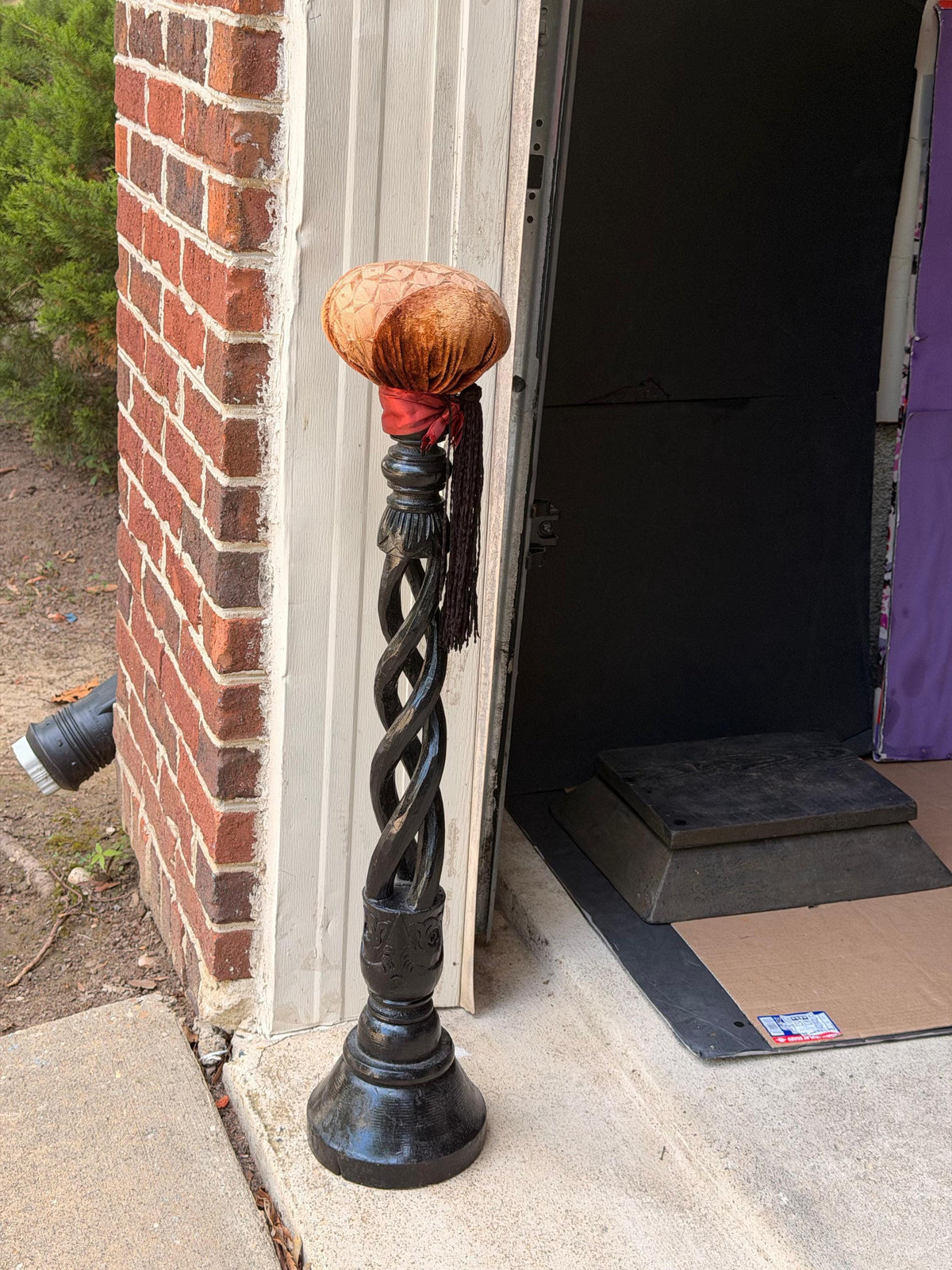 Vintage Millinery Hat Stand 32" Black Barley Twist Wood Wig Display Pedestal