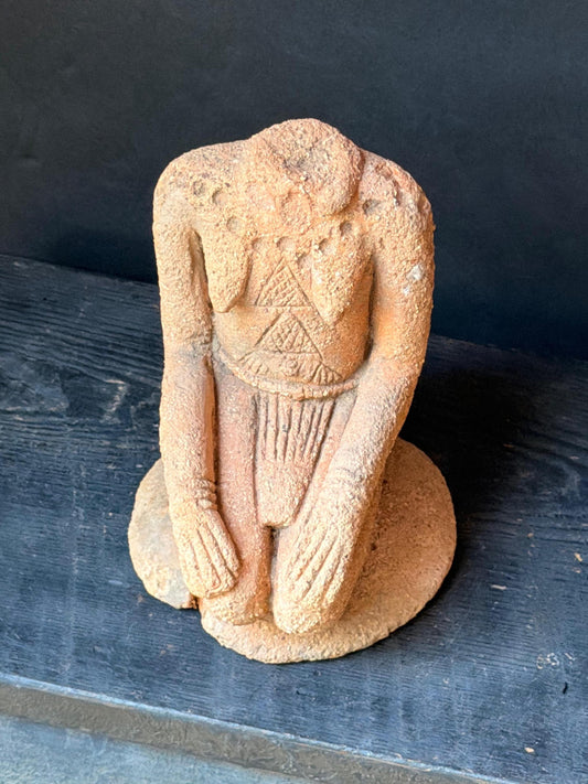 Ex Barnes Djenne Terracotta Kneeling Figure Mali Inland Niger Delta Clay 6.6"