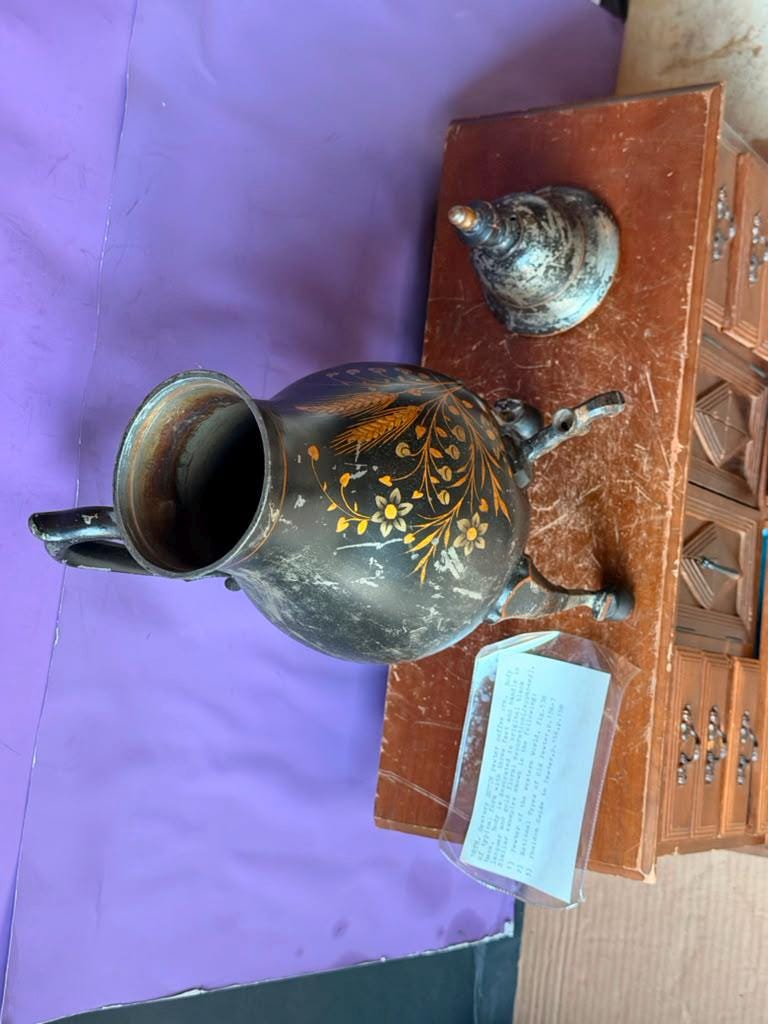 Antique 18th Century Dutch Japanned Pewter Coffee Urn (Kraantjeskan) 15"