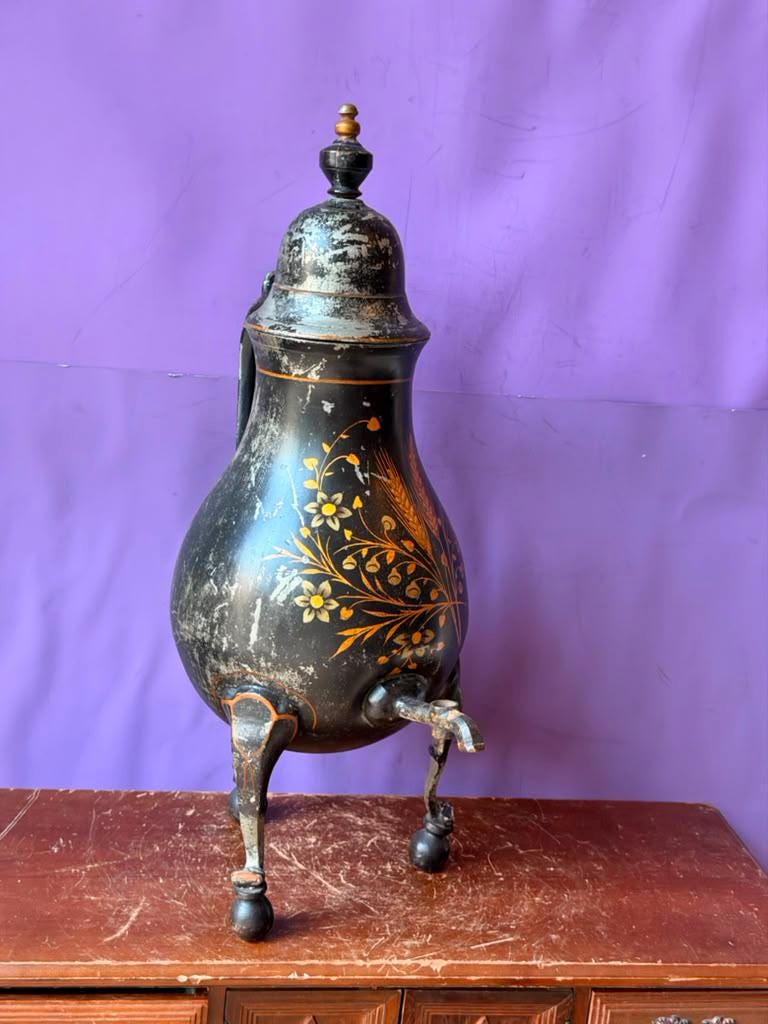 Antique 18th Century Dutch Japanned Pewter Coffee Urn (Kraantjeskan) 15"