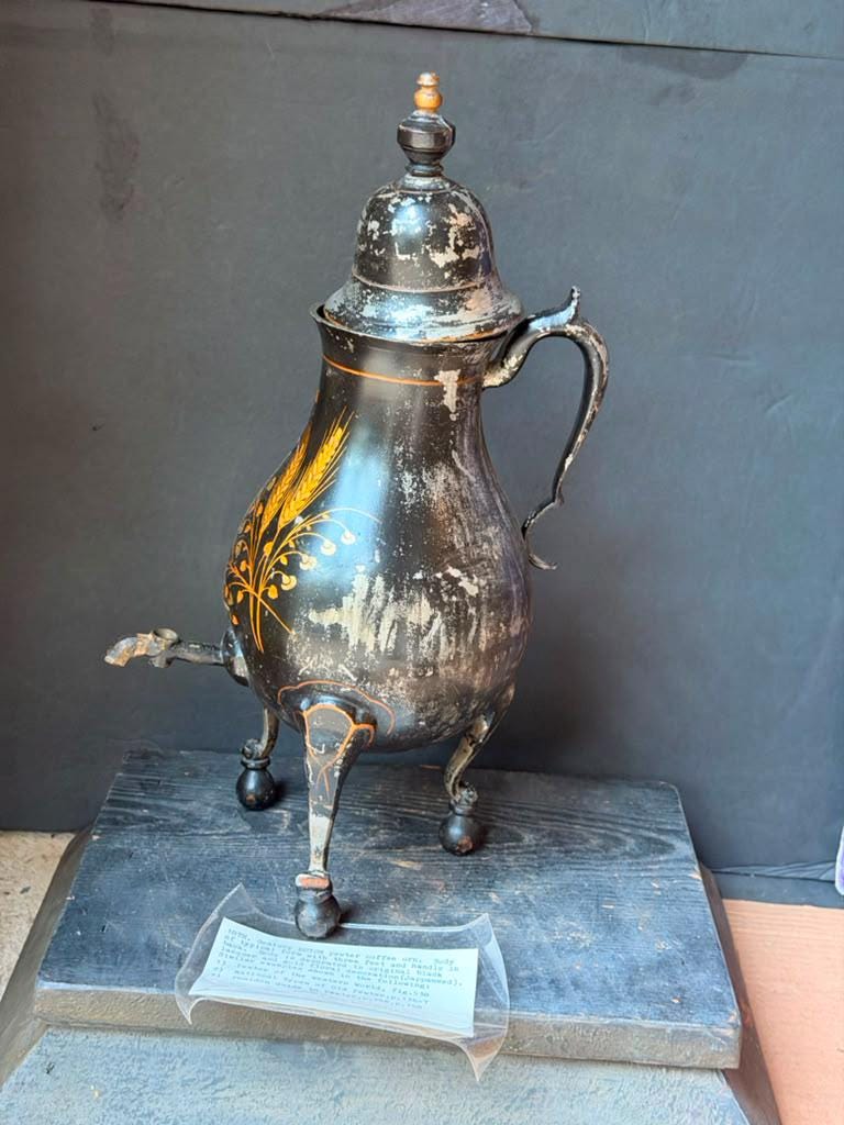 Antique 18th Century Dutch Japanned Pewter Coffee Urn (Kraantjeskan) 15"