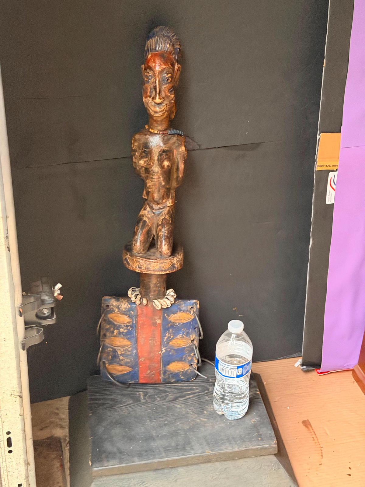 Vintage African Yoruba Shango Wand "Oshe" - Hand-Carved, 26" Tall, Ritual Art