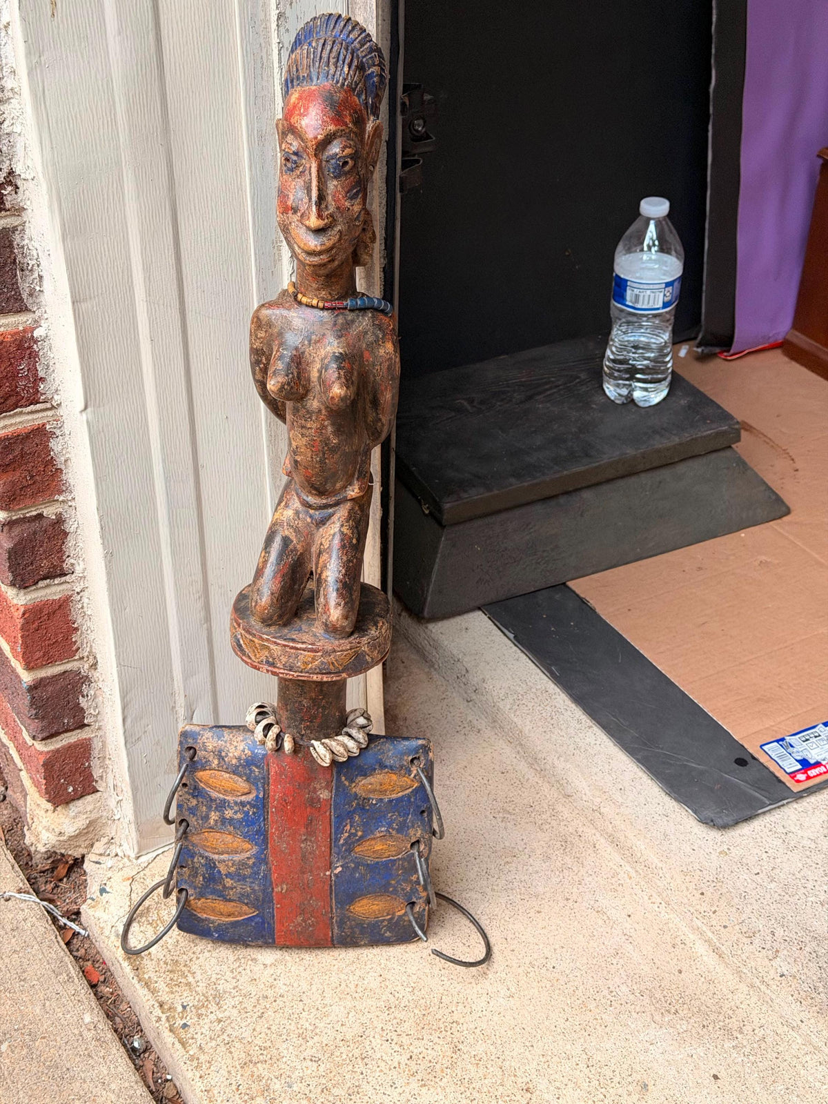 Vintage African Yoruba Shango Wand "Oshe" - Hand-Carved, 26" Tall, Ritual Art