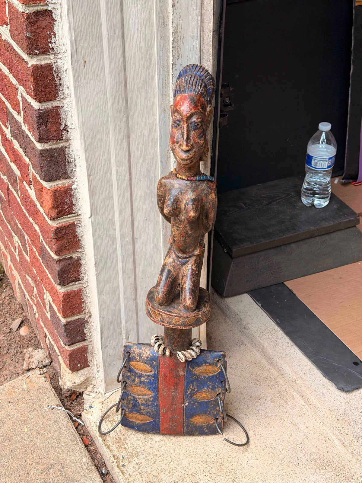 Vintage African Yoruba Shango Wand "Oshe" - Hand-Carved, 26" Tall, Ritual Art
