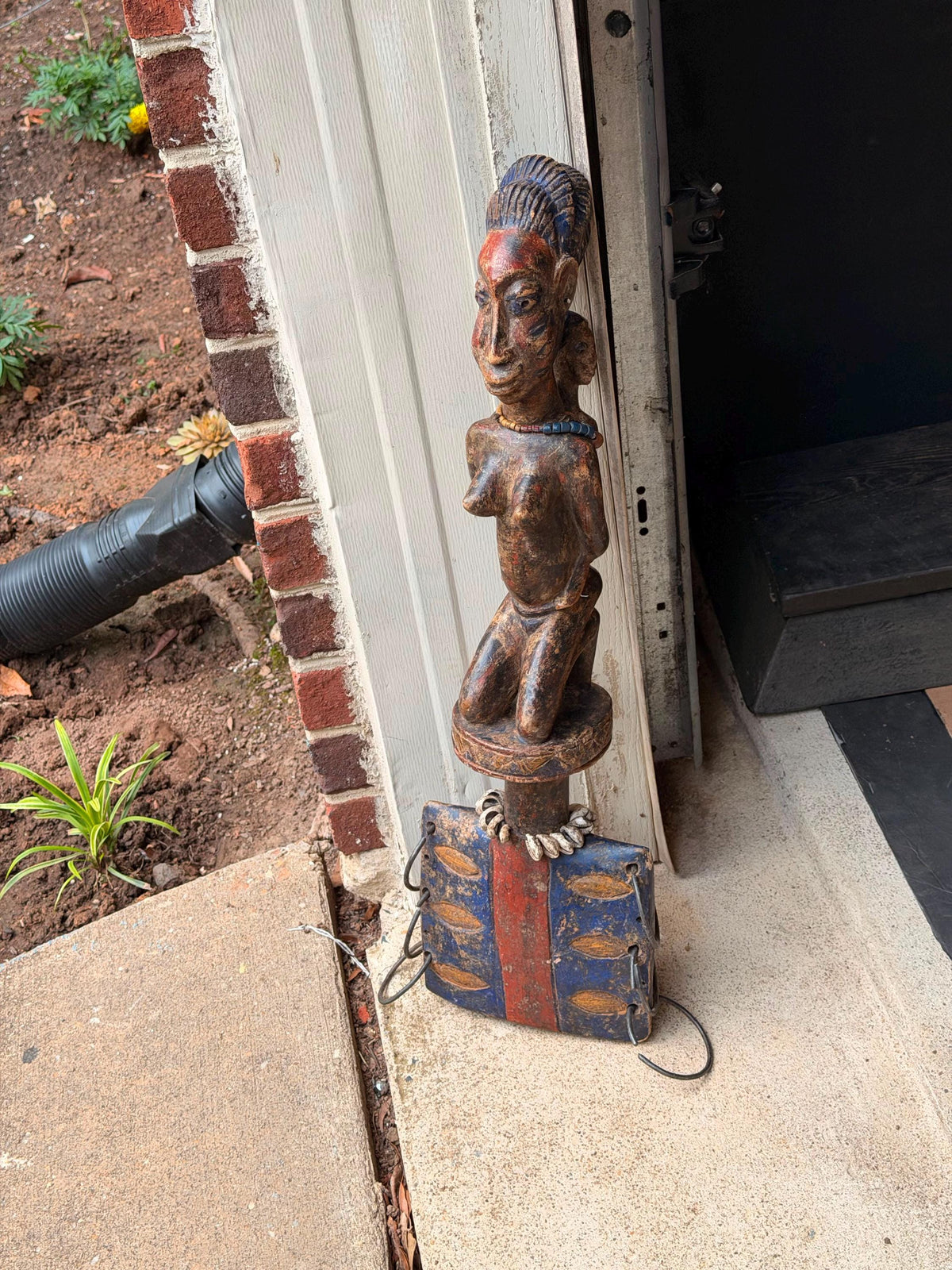 Vintage African Yoruba Shango Wand "Oshe" - Hand-Carved, 26" Tall, Ritual Art