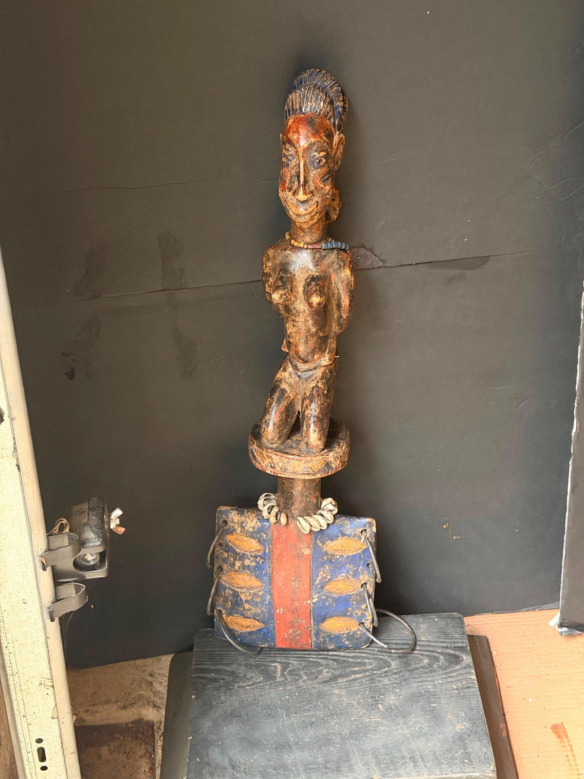 Vintage African Yoruba Shango Wand "Oshe" - Hand-Carved, 26" Tall, Ritual Art