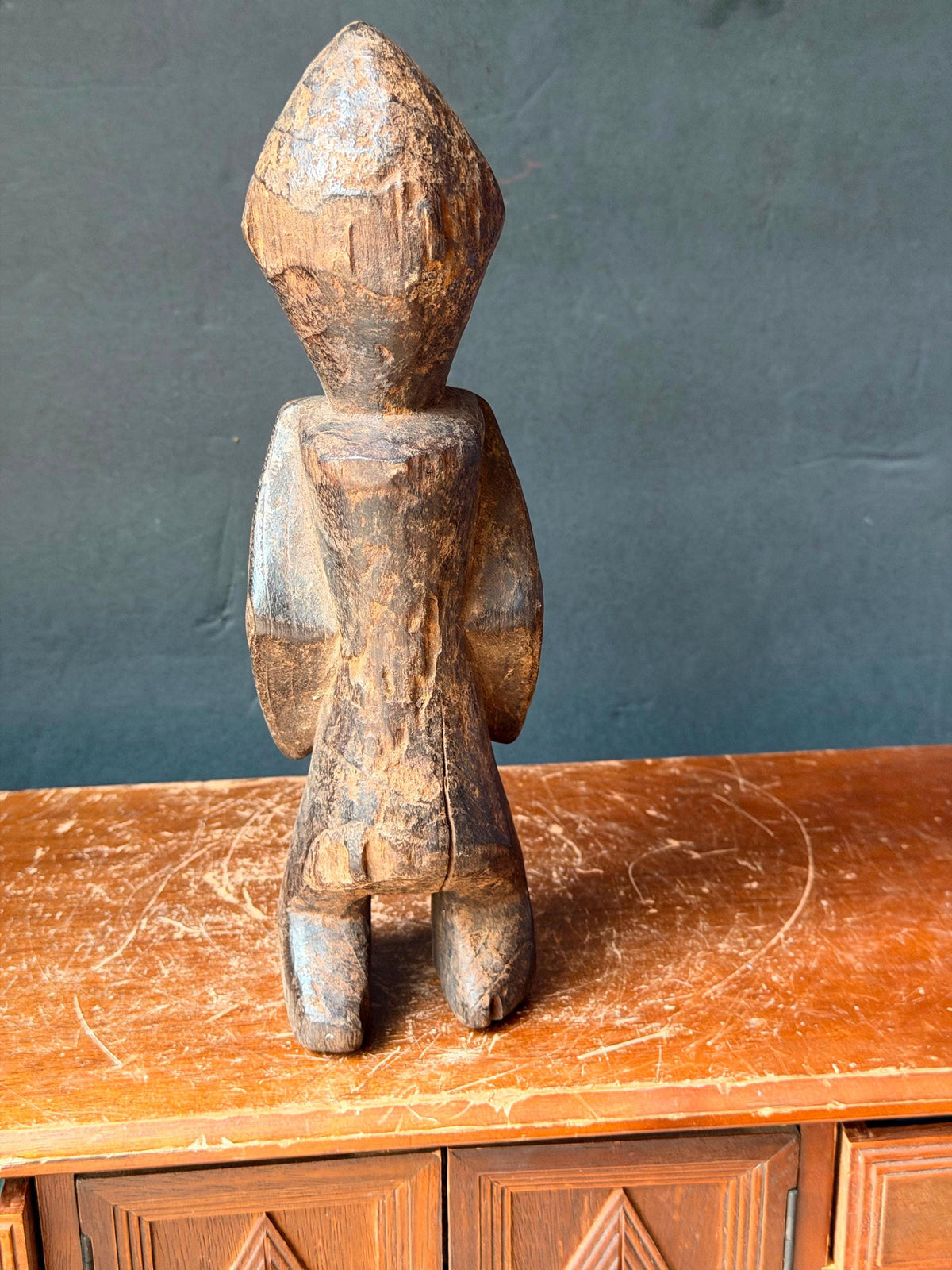 Vintage Chamba Wood Figure Nigerian Tau Ancestor Sculpture African Art 9.3"