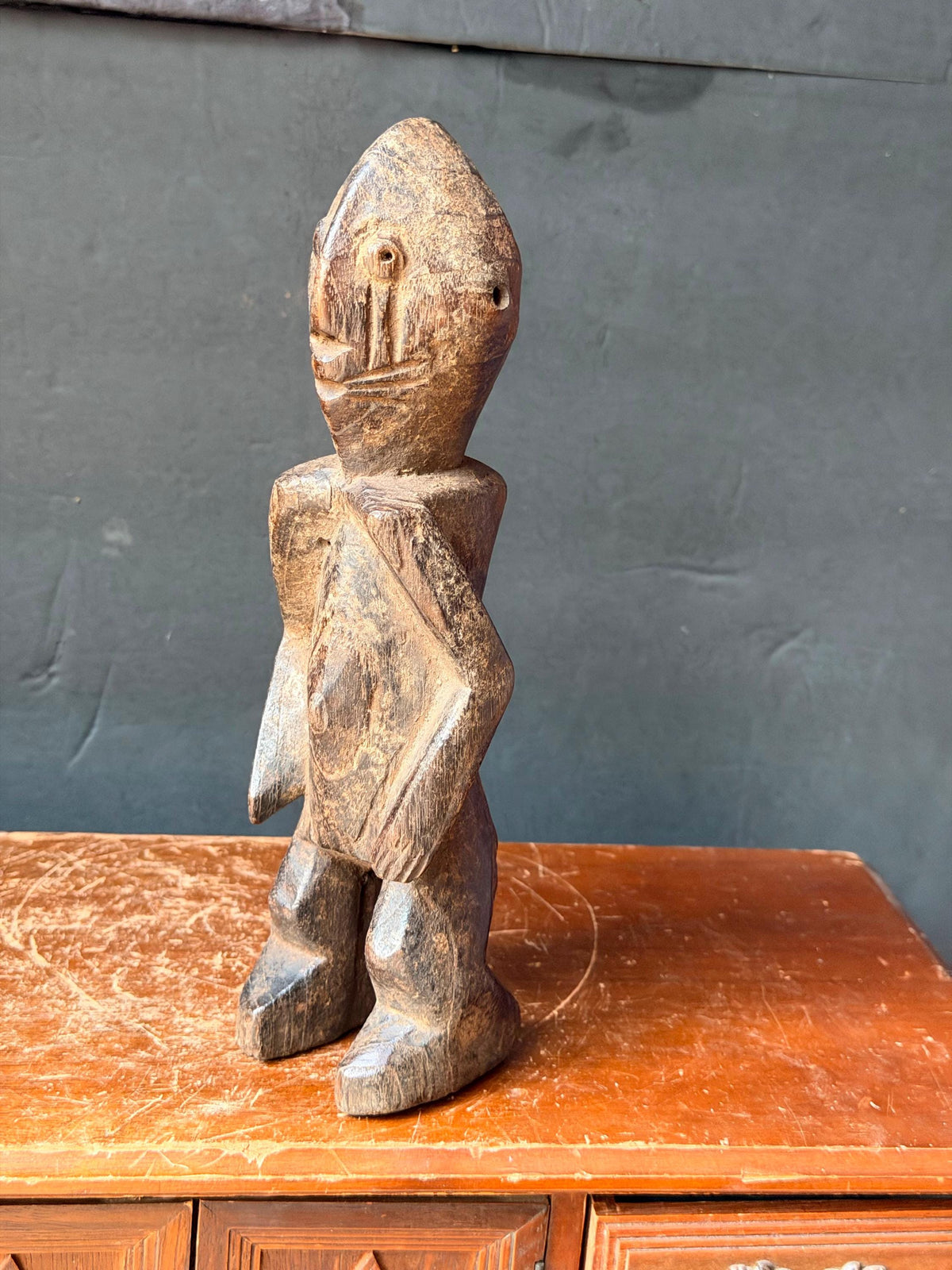 Vintage Chamba Wood Figure Nigerian Tau Ancestor Sculpture African Art 9.3"