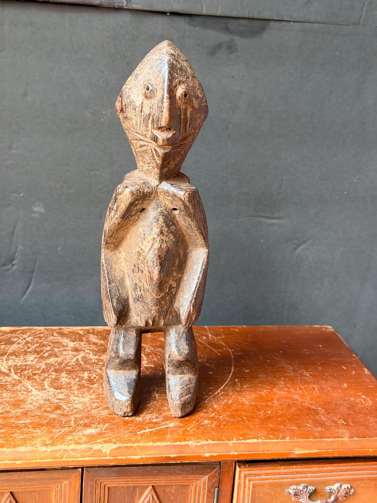 Vintage Chamba Wood Figure Nigerian Tau Ancestor Sculpture African Art 9.3"