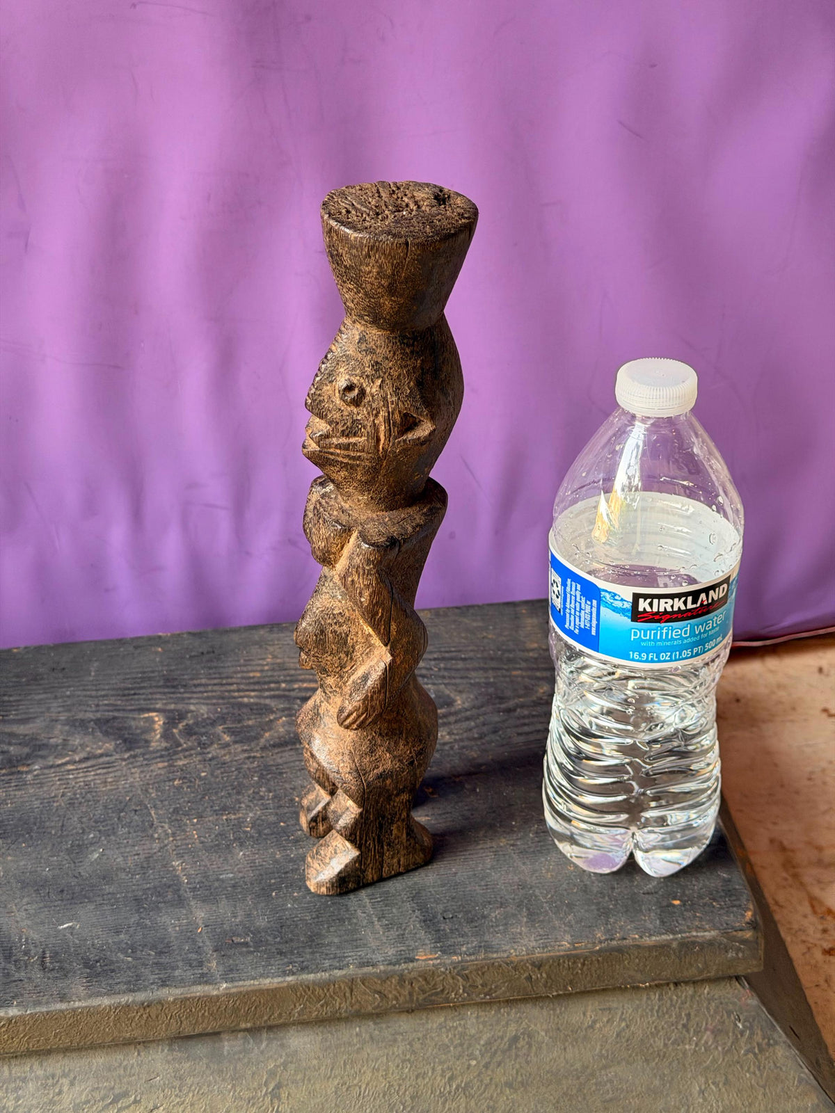 Vintage African Chamba Wood Figure Nigeria Ancestor Tau Shrine Statue 10.5"