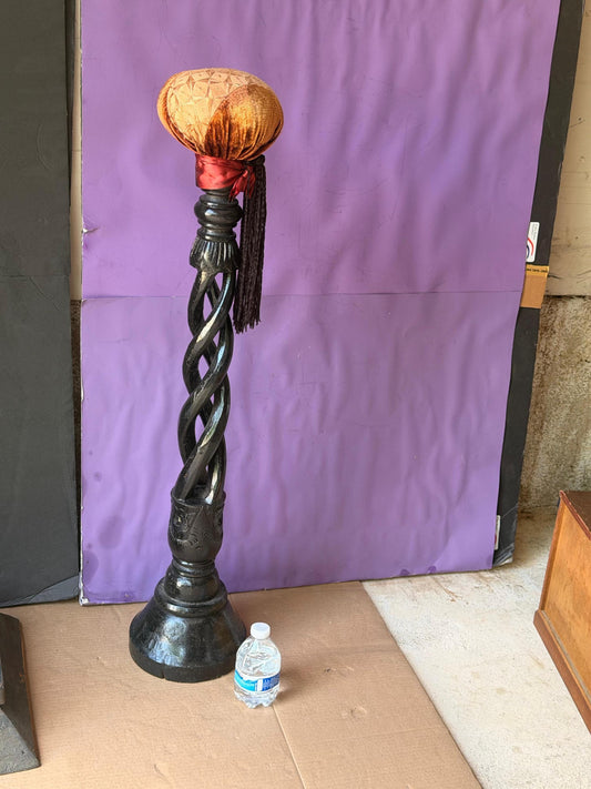 Vintage Millinery Hat Stand 32" Black Barley Twist Wood Wig Display Pedestal