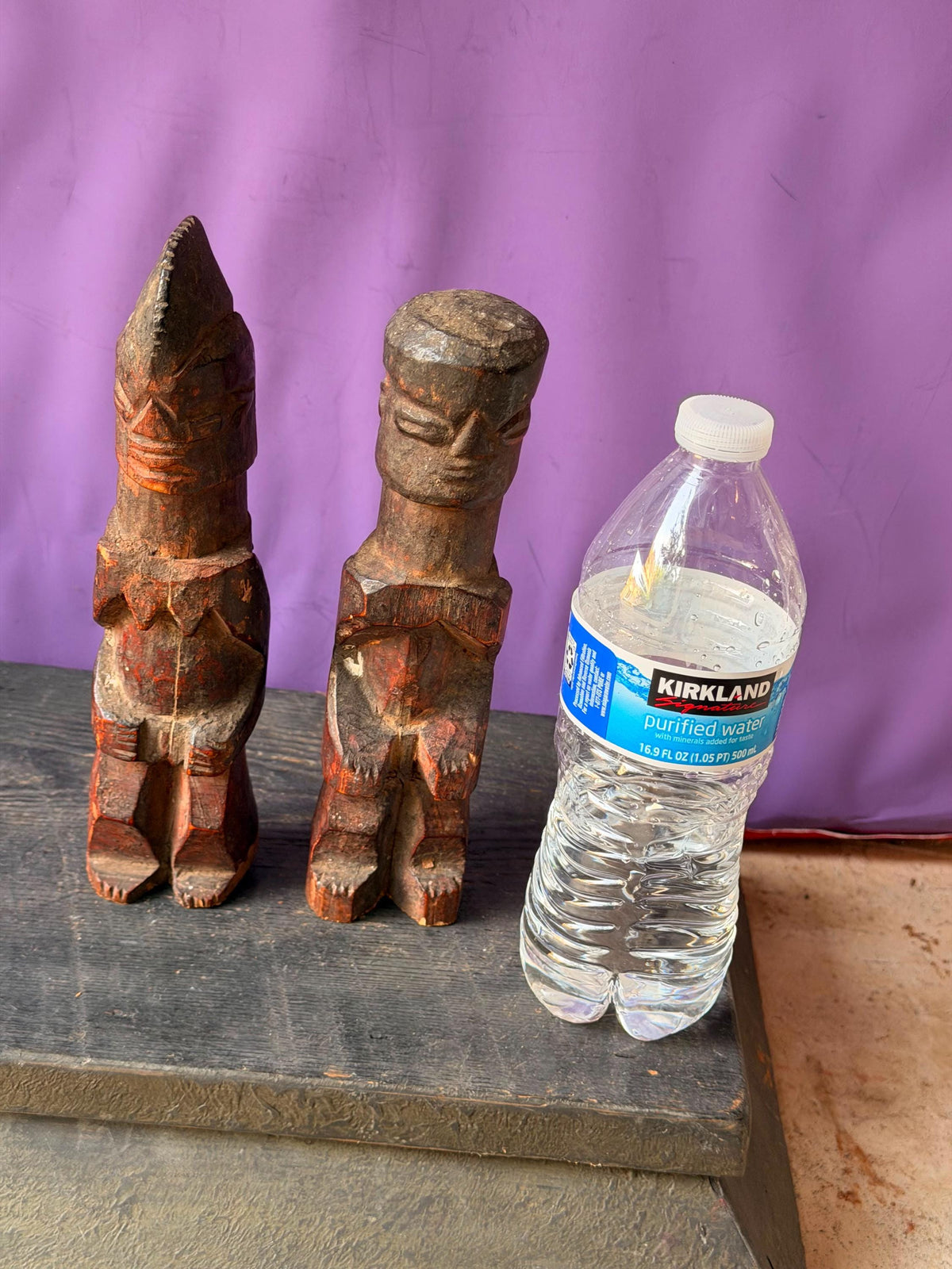 Vintage Yoruba Ere Ibeji Twin Figures Hand Carved Wood Nigeria Pair 9"