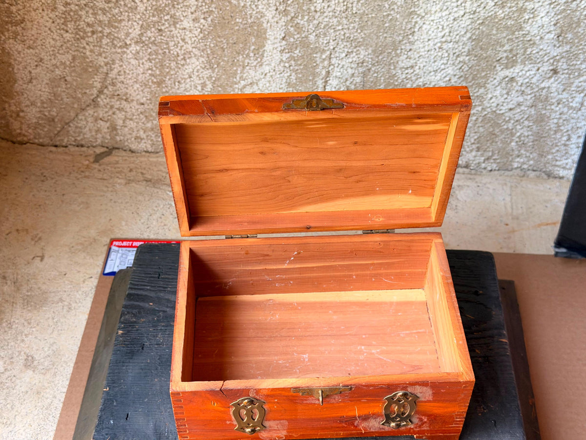 Vintage Hand Painted Indian Octagonal Wooden Jewelry Box Floral Kashmir Style