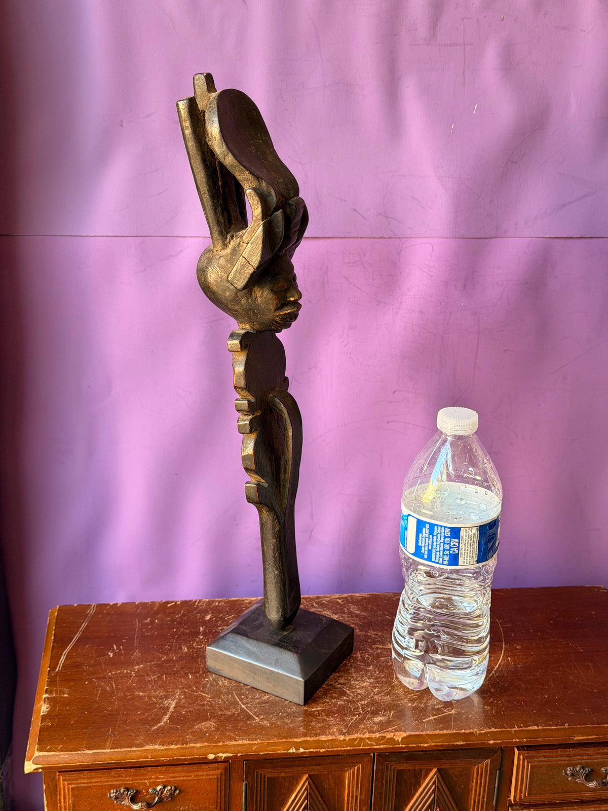 Vintage Chokwe Command Staff with Carved Head (16") | Angola/DRC