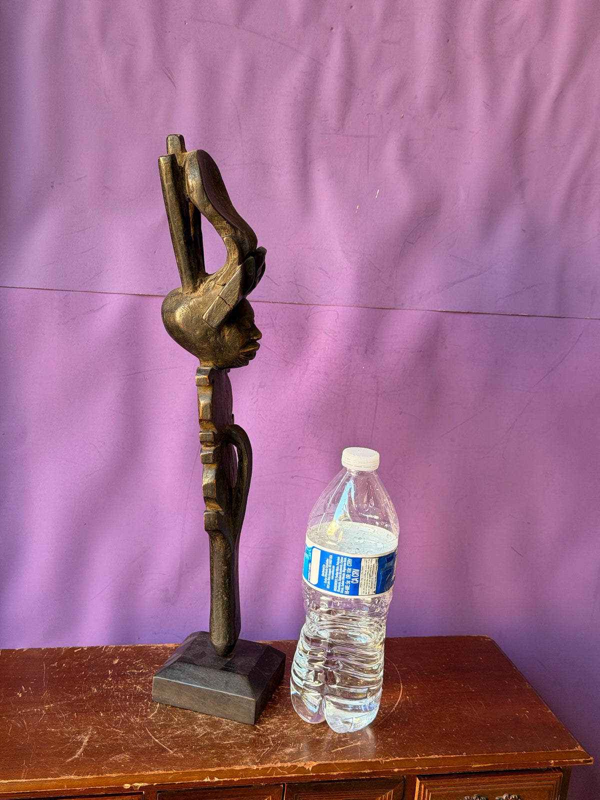 Vintage Chokwe Command Staff with Carved Head (16") | Angola/DRC