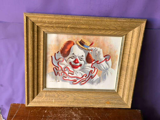 Vintage Arthur Sarnoff Clown Print Framed Circus Wall Art Retro Mid Century
