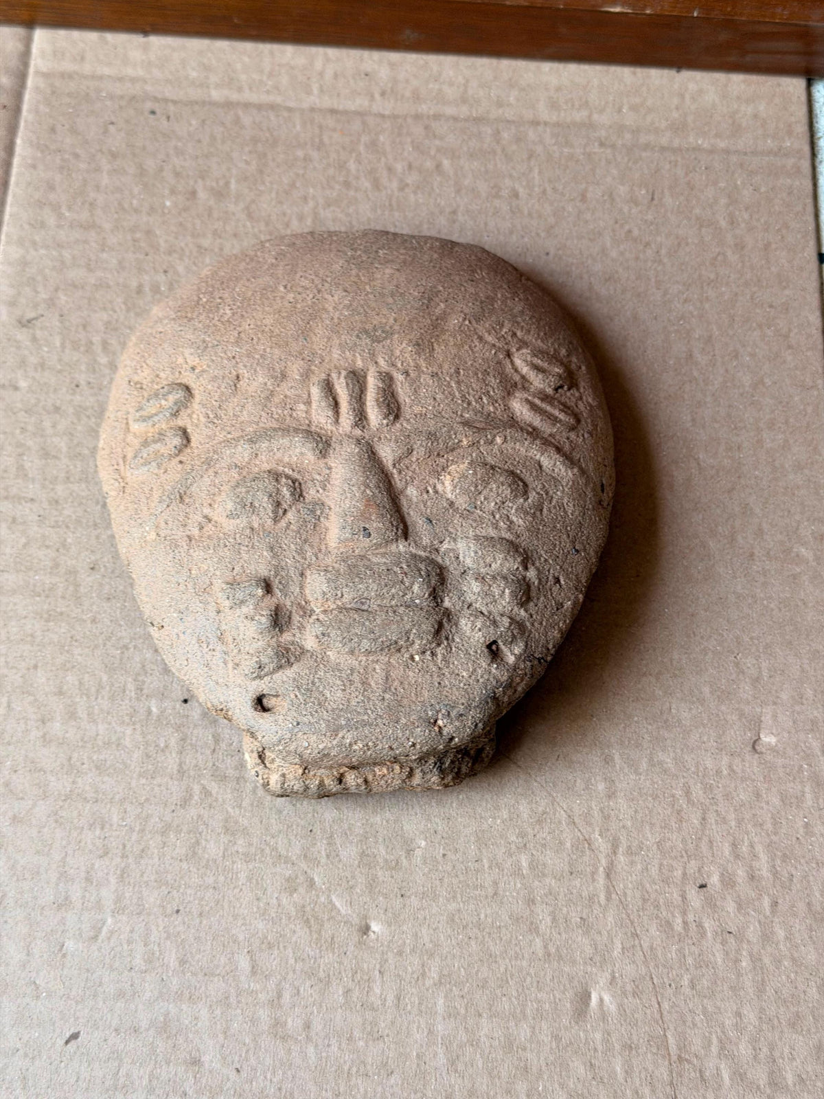 Ashanti Terracotta Head Fragment Ghana Akan Memorial Clay Sculpture on Stand