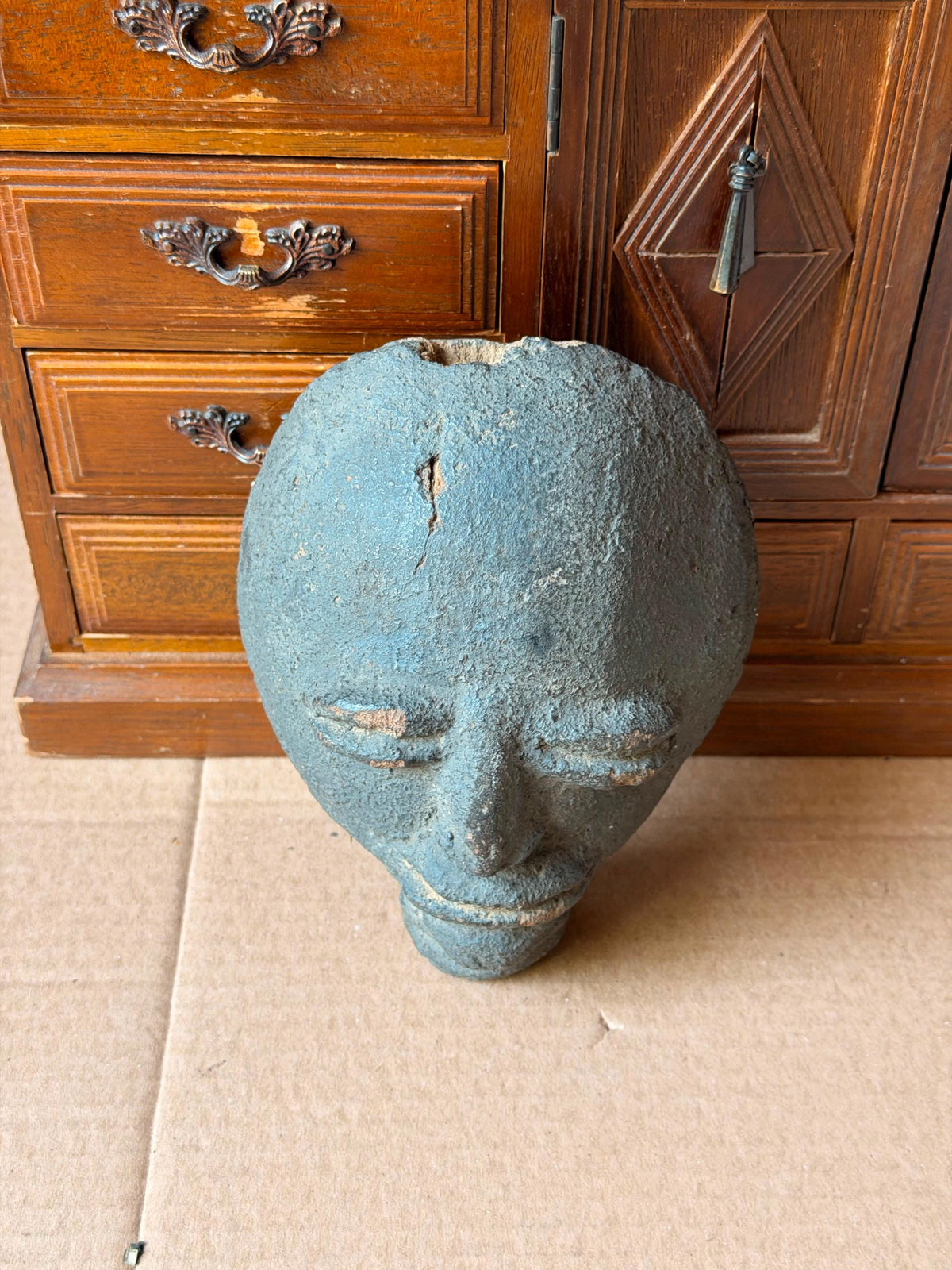 Akan Ashanti Terracotta Memorial Head Fragment Ghana West African Clay Art