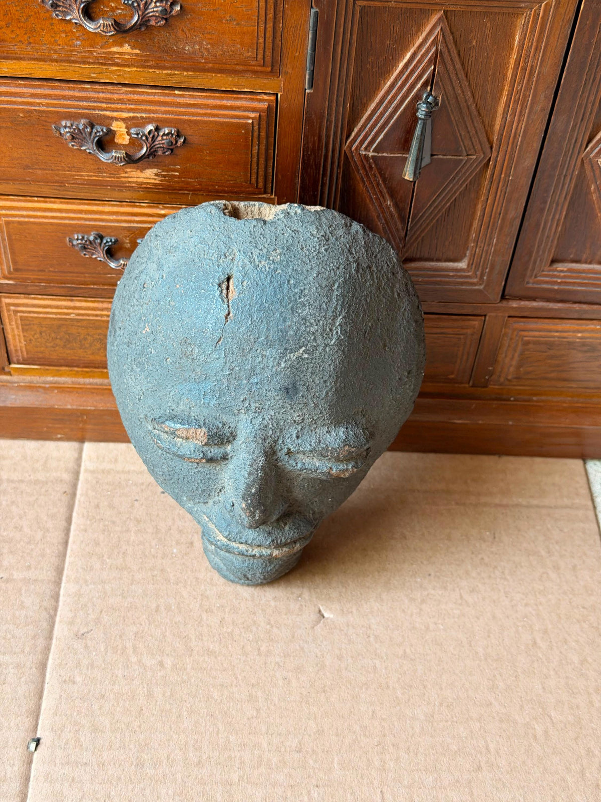 Akan Ashanti Terracotta Memorial Head Fragment Ghana West African Clay Art
