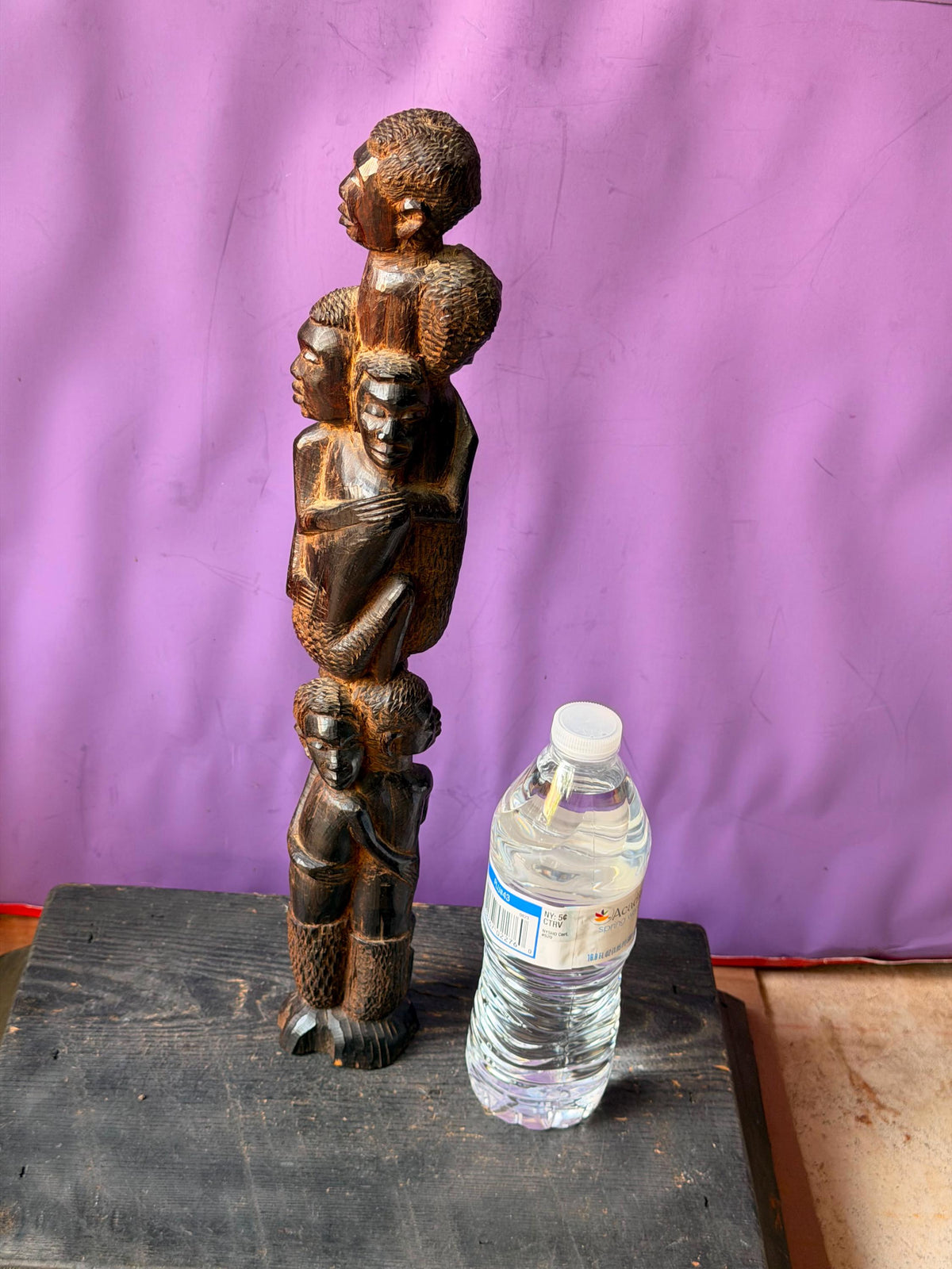 Vintage Makonde Tree of Life - Tanzanian Wood Family Unity Statue 16.5"