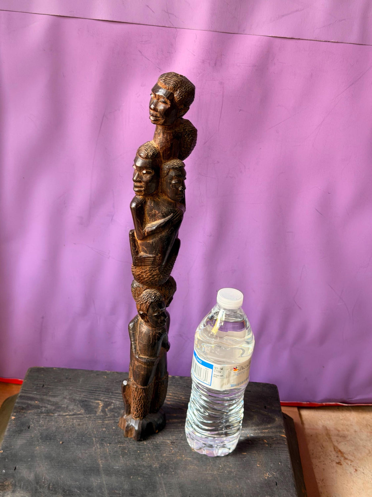 Vintage Makonde Tree of Life - Tanzanian Wood Family Unity Statue 16.5"