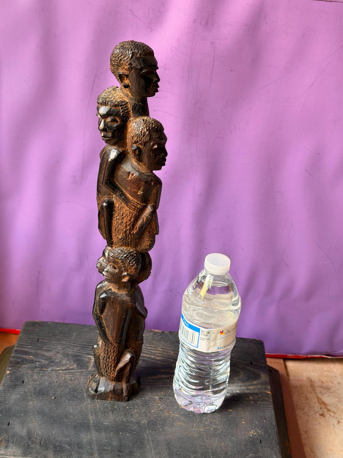 Vintage Makonde Tree of Life - Tanzanian Wood Family Unity Statue 16.5"