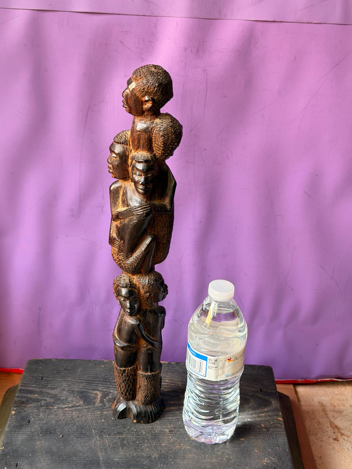 Vintage Makonde Tree of Life - Tanzanian Wood Family Unity Statue 16.5"