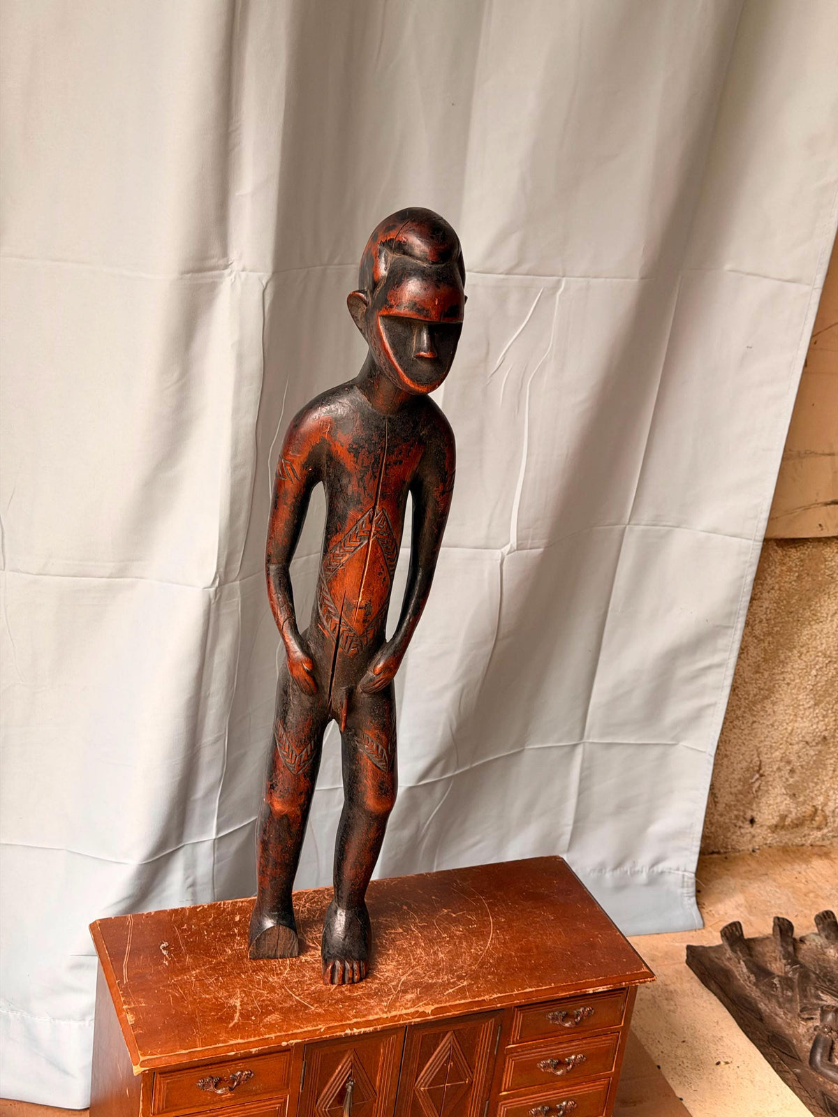 Vintage Toma Loma Wood Figure - Ancestral Spirit Statue Guinea 17.5"