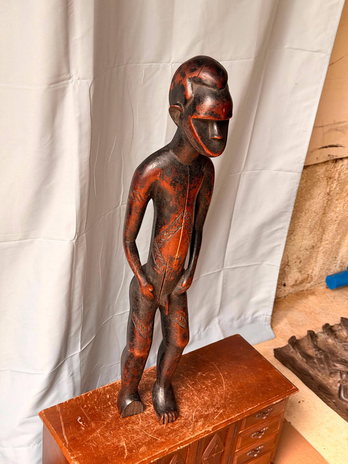 Vintage Toma Loma Wood Figure - Ancestral Spirit Statue Guinea 17.5"